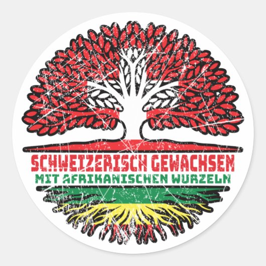 Afrika Afrikanisch Schweizer Schweiz Baum Wurzel Ronde Sticker (Voorkant)