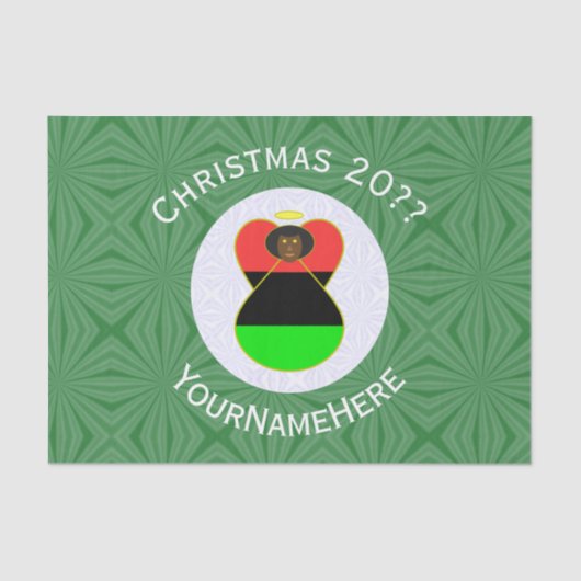 Afrika Amerika Vlag Kerst Engel Gepersonaliseerd Tissuepapier (Voorkant)
