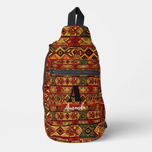 Afrika Amhara Ethiopië Geometrisch Etnisch Patroon Sling Bag (Voorkant)