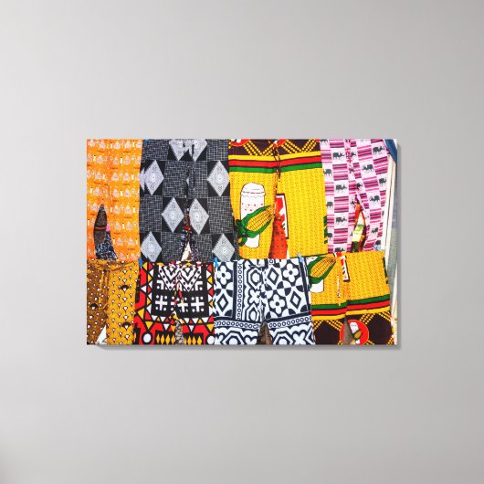 Afrika, Angola, Benguela. Felgekleurde Broeken Canvas Afdruk (Voorkant)