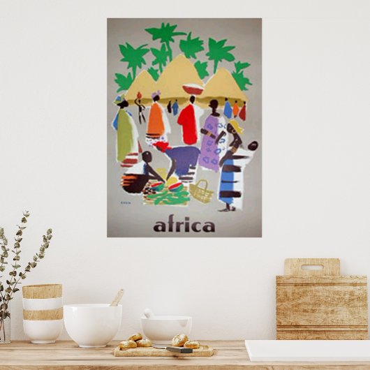 Afrika Art Deco Vintage Poster (Keuken)