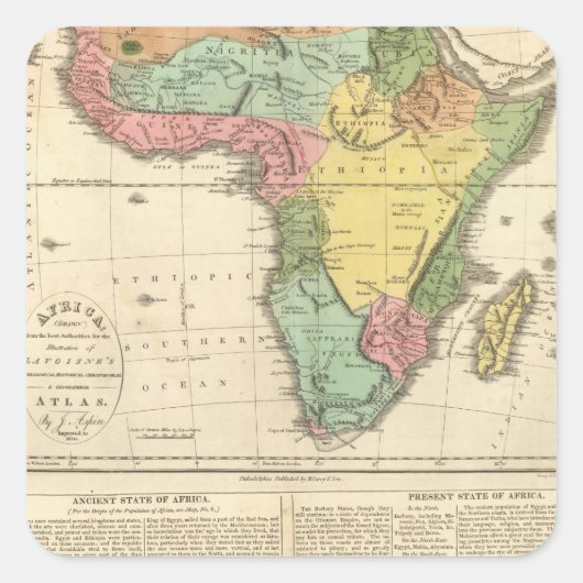 Afrika Atlas Map 2 Vierkante Sticker (Voorkant)