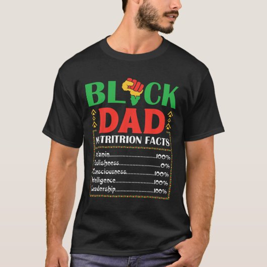 Afrika Black Dad Voedingsfeiten Melanine Bewust T-shirt (Voorkant)