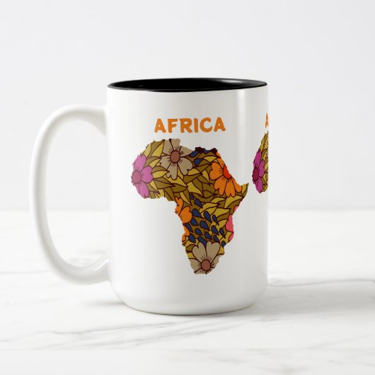 Afrika bloemen kaart tweekleurige koffiemok (Links)