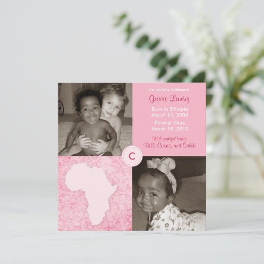 Afrika Blok: Zacht roze Aankondiging (Staand voorkant)