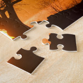Afrika, Botswana, Ondergaande zon schetst Baobab i Legpuzzel (Zijkant)