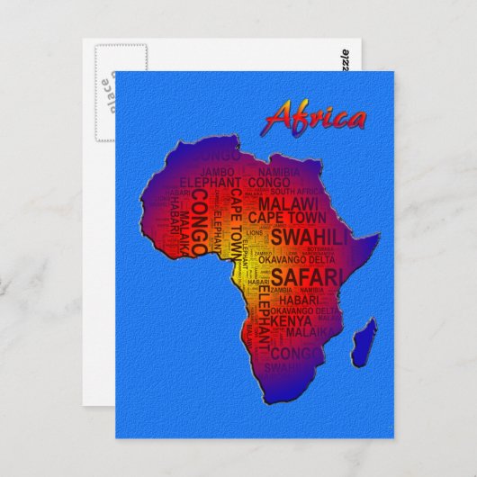 Afrika briefkaart voor woordkunst (Voorkant / Achterkant)