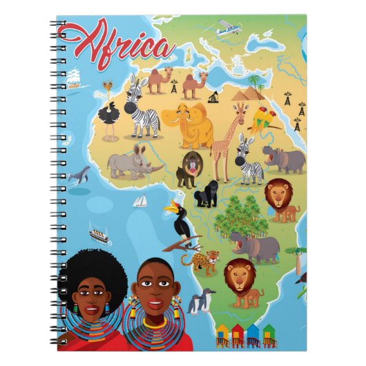 Afrika Cartoon Kaart Notitieboek (Voorkant)