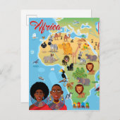 Afrika Cartoon Map Briefkaart (Voorkant / Achterkant)