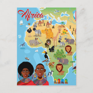Afrika Cartoon Map Briefkaart
