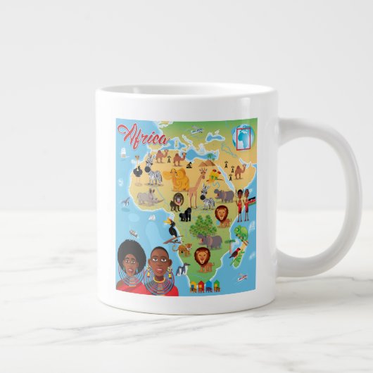 Afrika Cartoon Map Grote Koffiekop (Rechts)