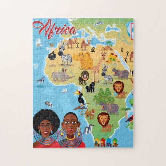 Afrika Cartoon Map Legpuzzel (Verticaal)