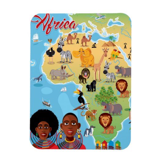 Afrika Cartoon Map Magneet (Verticaal)