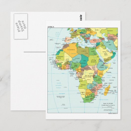 Afrika-continent Briefkaart (Voorkant / Achterkant)