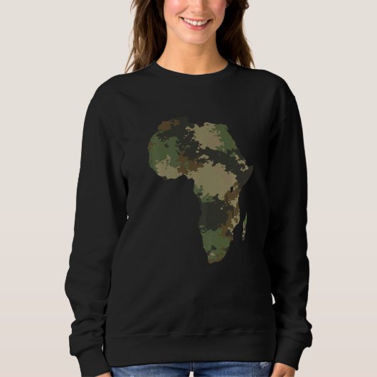 Afrika Continent Kaart Camo Patroon Afrika Verdede Trui (Voorkant)