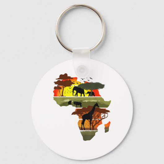 Afrika Continent Sunset Safari Natuur Wild Life Sleutelhanger (Voorkant)
