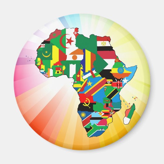 Afrika Continent Vlaggenkaart 2 Magneet (Voorkant)