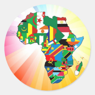 Afrika Continent Vlaggenkaart 2 Ronde Sticker