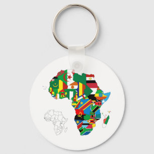 Afrika Continent Vlaggenkaart Sleutelhanger