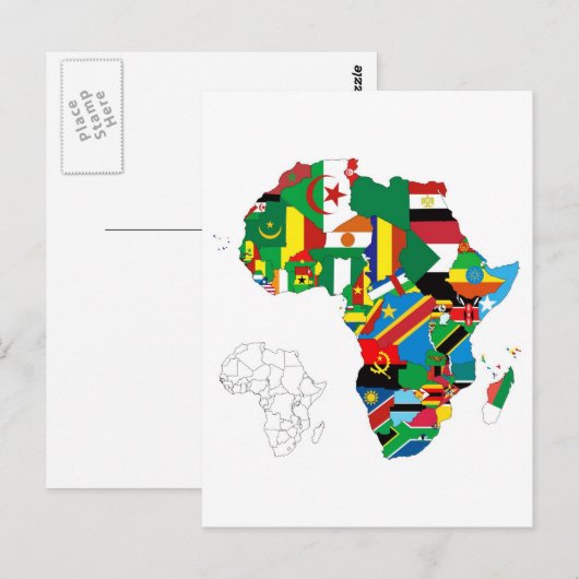 Afrika - Continentale vlaggenkaart Briefkaart (Voorkant / Achterkant)