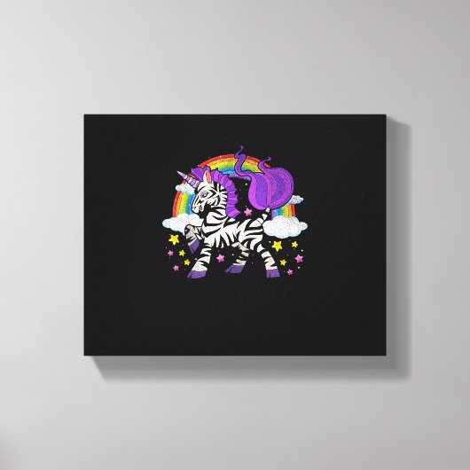 Afrika Dier Regenboog Zebracorn Schattig Zebra Fan Canvas Afdruk (Voorkant)