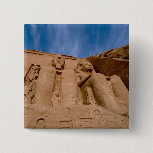Afrika, Egypte, Abu Simbel, Ramses II en Vierkante Button 5,1 Cm (Voorkant)