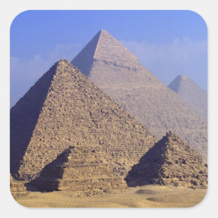 Afrika, Egypte, Caïro, Giza. Grote piramiden Vierkante Sticker