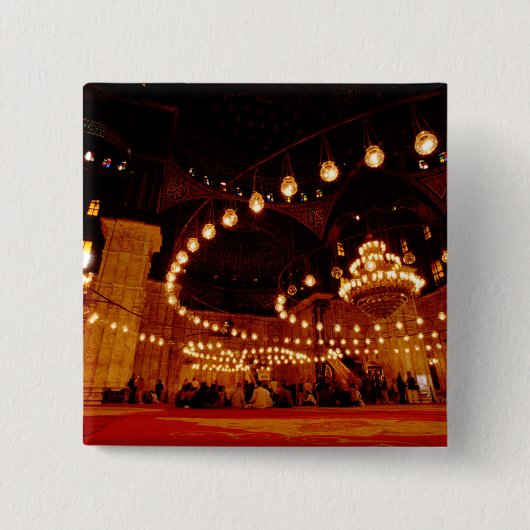 Afrika, Egypte, Caïro, Moskee van Mohammed Ali, De Vierkante Button 5,1 Cm (Voorkant)