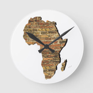 Afrika en oude muur ronde klok