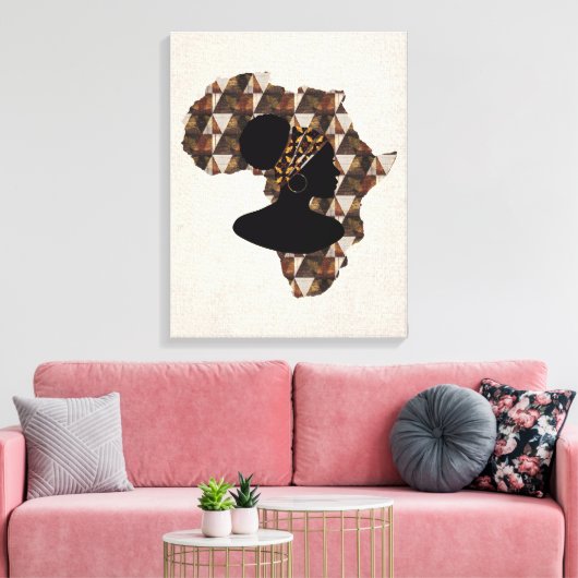 Afrika en vrouw met kop | Startwanddecor Canvas Afdruk (Insitu (Woonkamer))