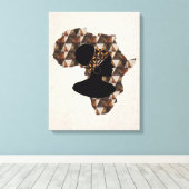 Afrika en vrouw met kop | Startwanddecor Canvas Afdruk (Insitu (Houten vloer))