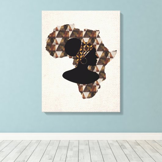 Afrika en vrouw met kop | Startwanddecor Canvas Afdruk (Insitu (Houten vloer))