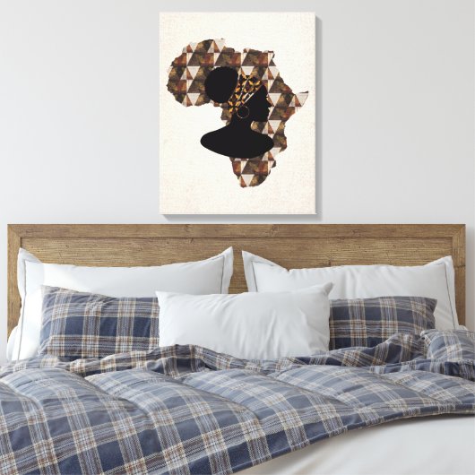Afrika en vrouw met kop | Startwanddecor Canvas Afdruk (Insitu (Slaapkamer))