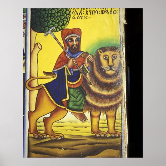 Afrika, Ethië. Kunstwerk met Leeuw van Poster (Voorkant)