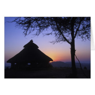 Afrika, Ethiopië, de Omo-rivierregio, zonsondergan