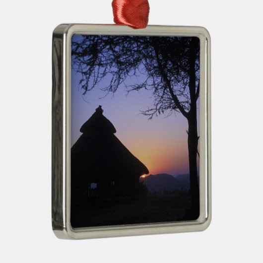 Afrika, Ethiopië, de Omo-rivierregio, zonsondergan Metalen Ornament (Rechts)