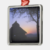 Afrika, Ethiopië, de Omo-rivierregio, zonsondergan Metalen Ornament (Links)