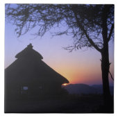 Afrika, Ethiopië, de Omo-rivierregio, zonsondergan Tegeltje (Voorkant)