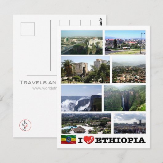 Afrika - Ethiopië - ik hou van - Briefkaart (Voorkant / Achterkant)