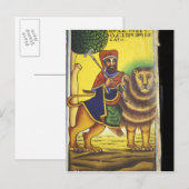 Afrika, Ethiopië. Kunstwerk met Leeuw van Briefkaart (Voorkant / Achterkant)