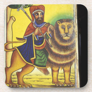 Afrika, Ethiopië. Kunstwerk met Leeuw van Drankjes Onderzetter