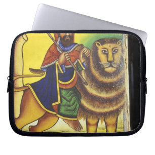 Afrika, Ethiopië. Kunstwerk met Leeuw van Laptop Sleeve