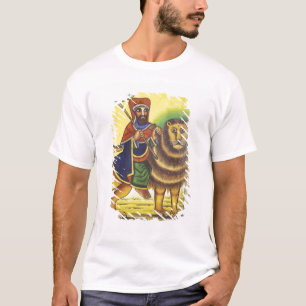 Afrika, Ethiopië. Kunstwerk met Leeuw van T-shirt
