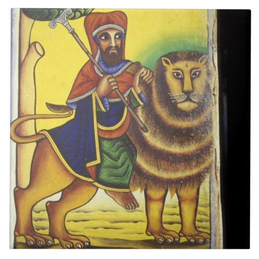 Afrika, Ethiopië. Kunstwerk met Leeuw van Tegeltje (Voorkant)