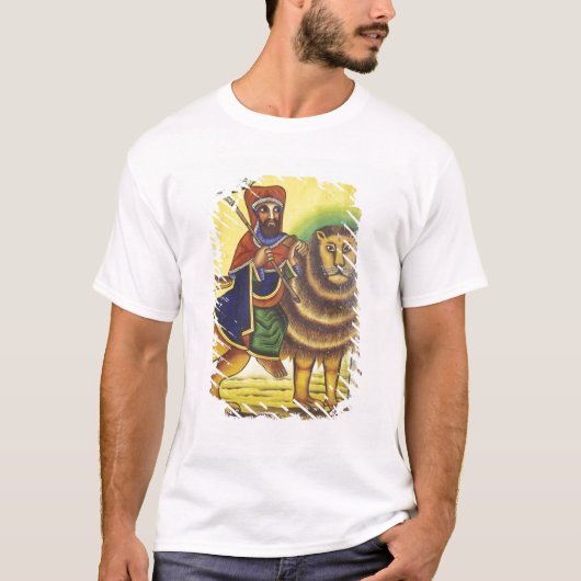 Afrika, Ethiopië. Kunstwerk waarin de leeuw van T-shirt (Voorkant)