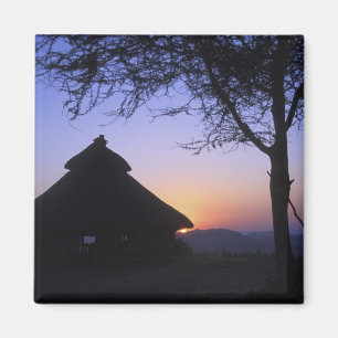 Afrika, Ethiopië, Omo rivier regio, Zonsondergang Magneet