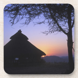 Afrika, Ethiopië, Omo rivier regio, Zonsondergang Onderzetter