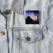 Afrika, Ethiopië, Omo rivier regio, Zonsondergang Vierkante Button 5,1 Cm (In situ)