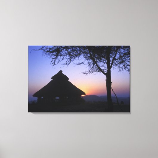 Afrika, Ethiopië, Omo rivierregio, Zonsondergang o Canvas Afdruk (Voorkant)