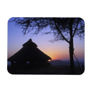 Afrika, Ethiopië, Omo rivierregio, Zonsondergang o Magneet